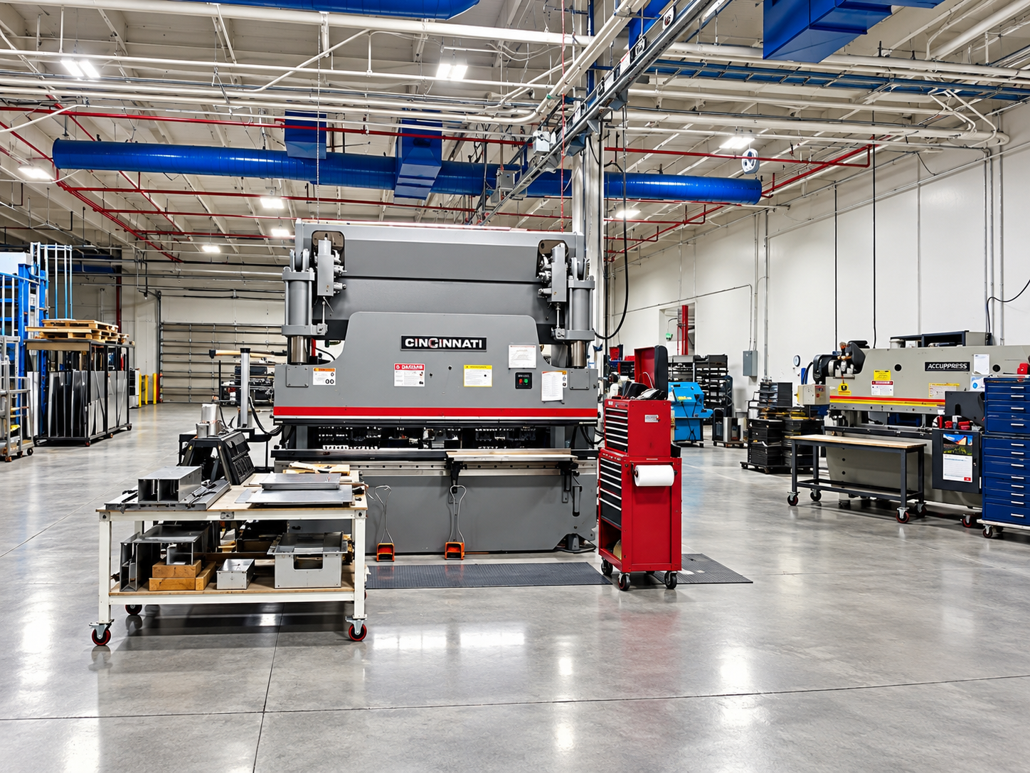 Cincinnati press brake used for sheet metal bending and forming