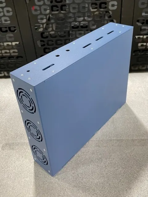 Electronic cabinet with its lid from Mikron’s sheet-metal work portfolio