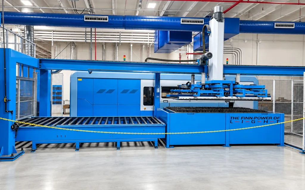 Finn-Power laser cutting system with automated sheet handling and storage tower